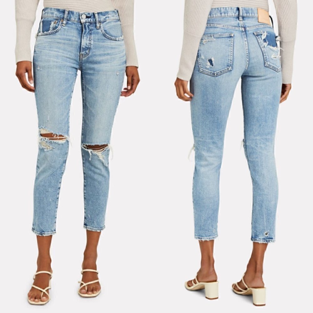 Moussy Vintage Billings Skinny Distressed Denim Jeans In Blue 25‌‌‌